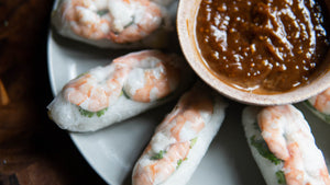 Shrimp Spring Rolls + Spicy Peanut Sauce